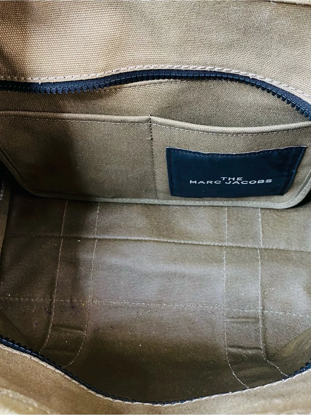 Authentic Marc Jacobs The Canvas Tote Bag Slate Green Khaki Crossbody Medium